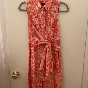 Talbots Cute Orange Red/White Button up Cotton Shift sleeveless. Size 2  Exc!